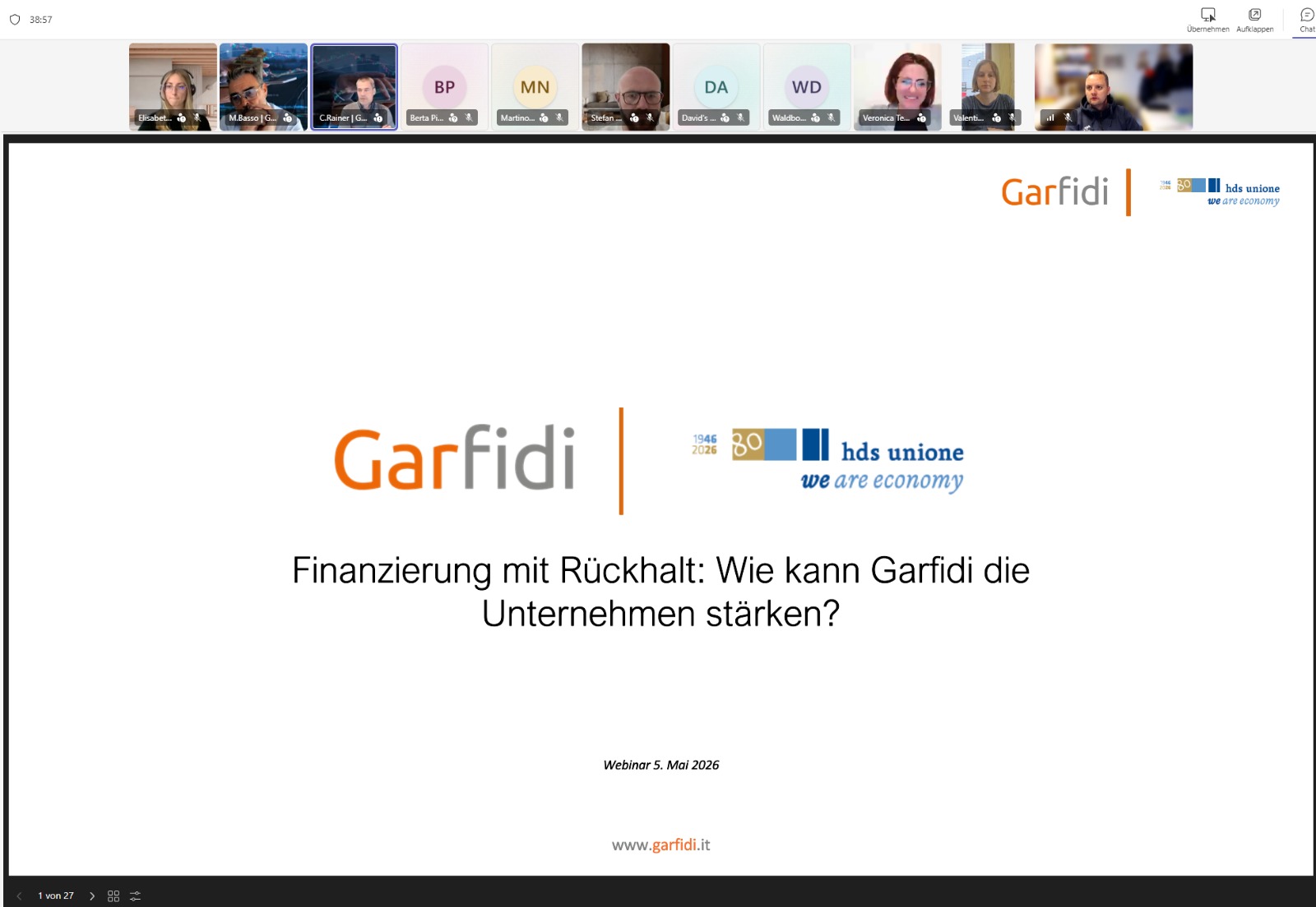 Präsentation bei einer Weiterbildung für junge Unternehmer